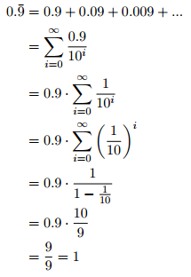 Proof 0.9 repeating = 1